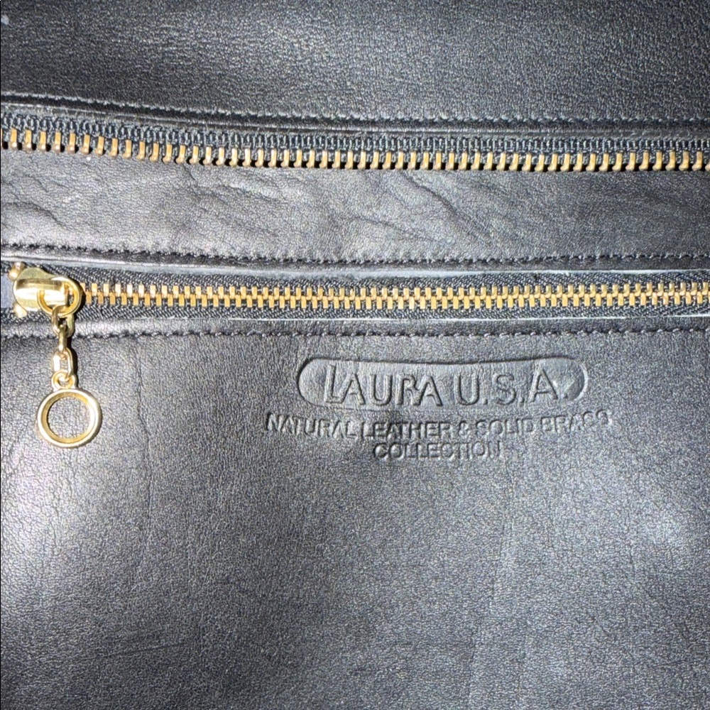 LAURA USA Black Leather Tote Bag with Gold harware - Picture 15 of 17
